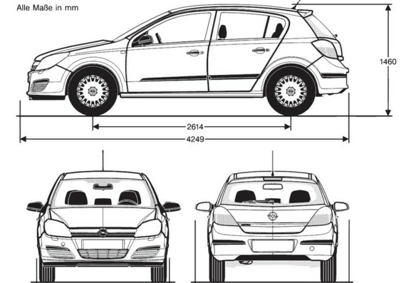 Opel Astra C (Опель Астра C) - чертежи (рисунки) автомобиля